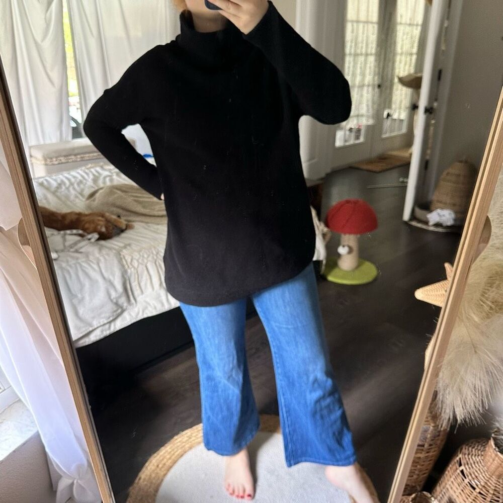Free People Women’s Small Black Ottoman Slouchy Tunic Sweater